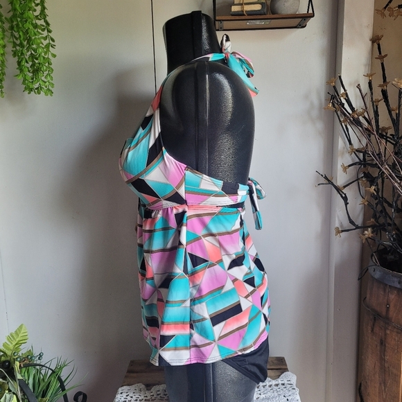 CoCo Reef Multi Colored Tankini Swimsuit L - Picture 5 of 8